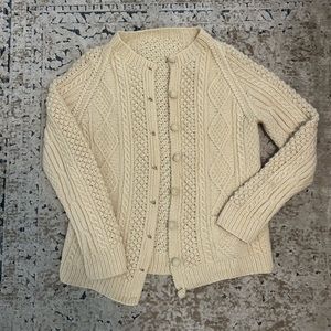 Vintage Cream Wool Cardigan Size Medium